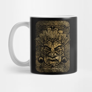 Vintage gold Tribal mask on tribal texture Mug